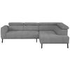 ECKSOFA in Webstoff Silberfarben  - Silberfarben/Schwarz, Design, Textil/Metall (280/205cm) - MID.YOU