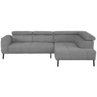 ECKSOFA in Webstoff Silberfarben  - Silberfarben/Schwarz, Design, Textil/Metall (280/205cm) - MID.YOU
