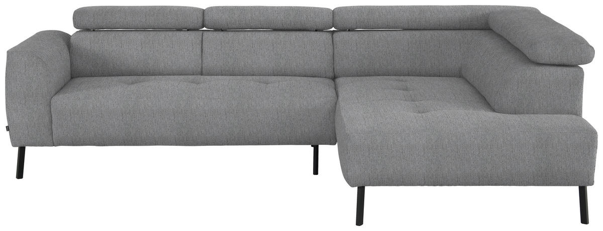 ECKSOFA in Webstoff Silberfarben  - Silberfarben/Schwarz, Design, Textil/Metall (280/205cm) - MID.YOU
