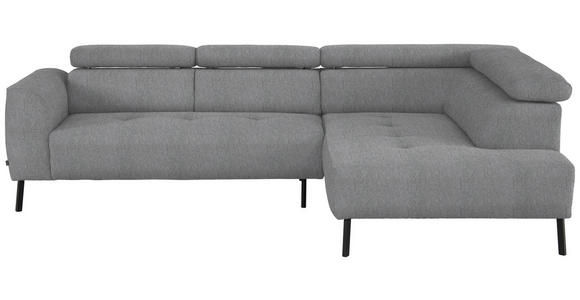 ECKSOFA in Webstoff Silberfarben 280/205 cm - Silberfarben/Schwarz, Design, Textil/Metall (280/205cm) - Xora
