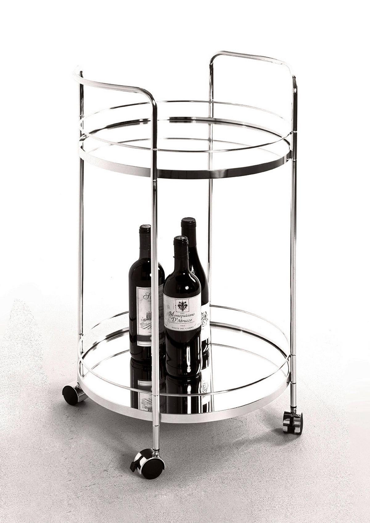 SERVIERWAGEN in Chromfarben  - Chromfarben/Messingfarben, Trend, Glas/Kunststoff (48/48/80cm)