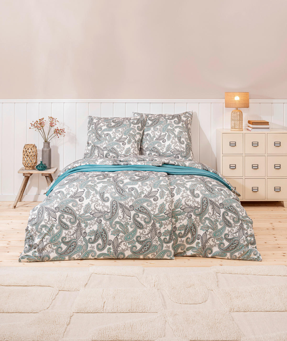 BETTWÄSCHE Atelier Makosatin 155/220 cm  - Mintgrün, Design, Textil (155/220cm) - Estella