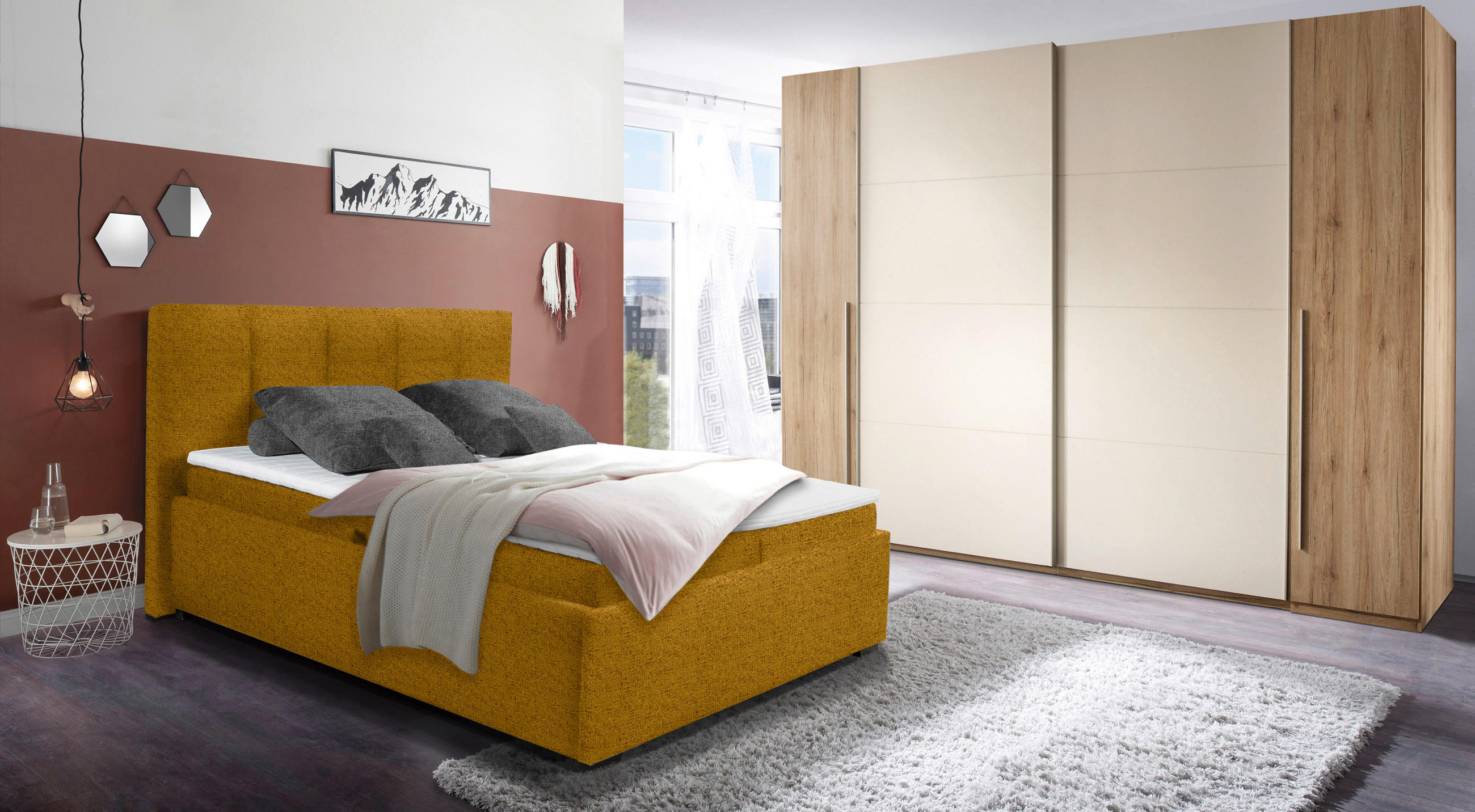 POLSTERBETT Matratze, Bettkasten, Topper Currygelb 180/200 cm  - Currygelb/Graphitfarben, KONVENTIONELL, Kunststoff/Textil (180/200cm) - Esposa