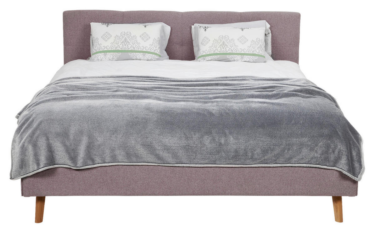 POLSTERBETT 180/200 cm,  in Pink,  - Pink/Eichefarben, MODERN, Holz/Textil (180/200cm) - MID.YOU