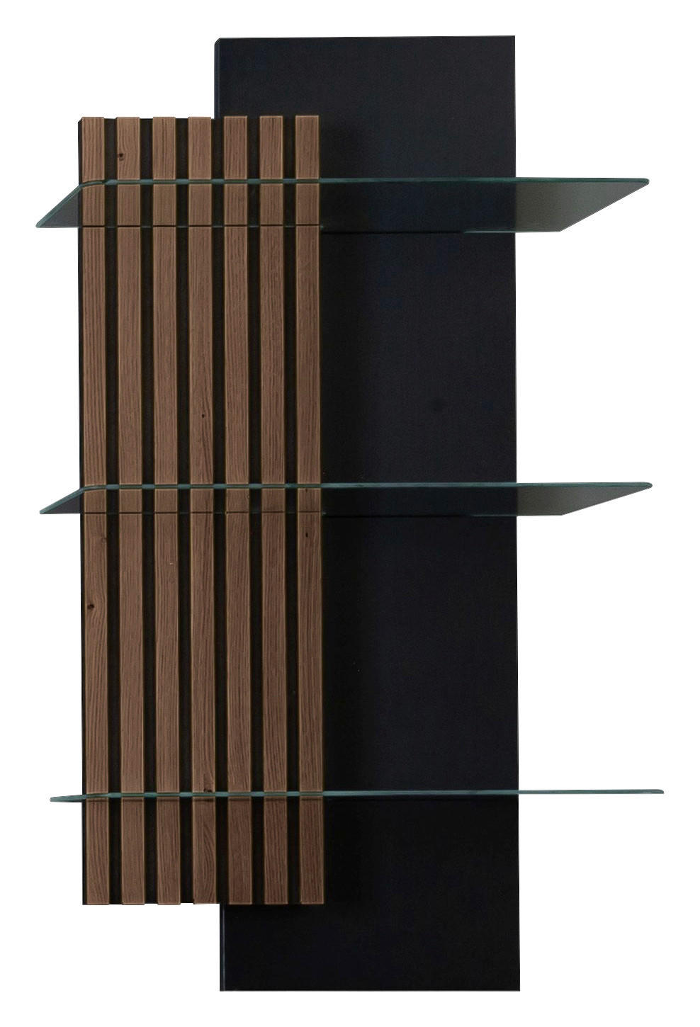 WANDREGAL  60/108/28 cm  - Anthrazit/Nussbaumfarben, Design, Glas/Holz (60/108/28cm) - Moderano