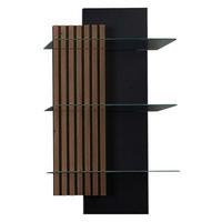 WANDREGAL  60/108/28 cm  - Anthrazit/Nussbaumfarben, Design, Glas/Holz (60/108/28cm) - Moderano