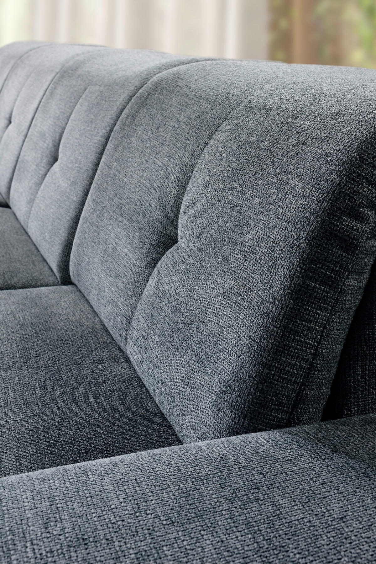 WOHNLANDSCHAFT Dunkelgrau Chenille  - Dunkelgrau/Grau, KONVENTIONELL, Kunststoff/Textil (188/340/240cm) - Carryhome