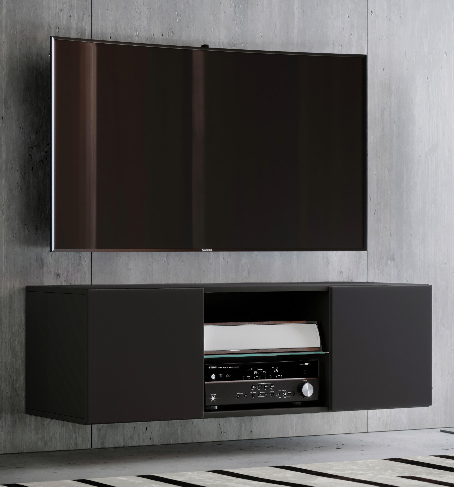 TV-BÄNK  i 115/40/36 cm  - aluminiumfärg/svart, Modern, metall/trämaterial (115/40/36cm) - MID.YOU