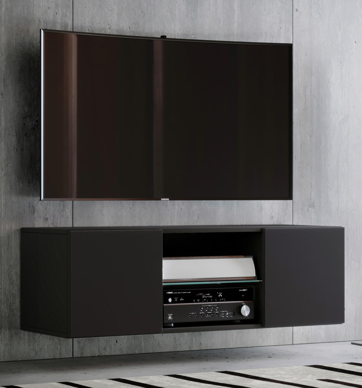 TV-BÄNK  i 115/40/36 cm  - aluminiumfärg/svart, Modern, metall/trämaterial (115/40/36cm) - MID.YOU