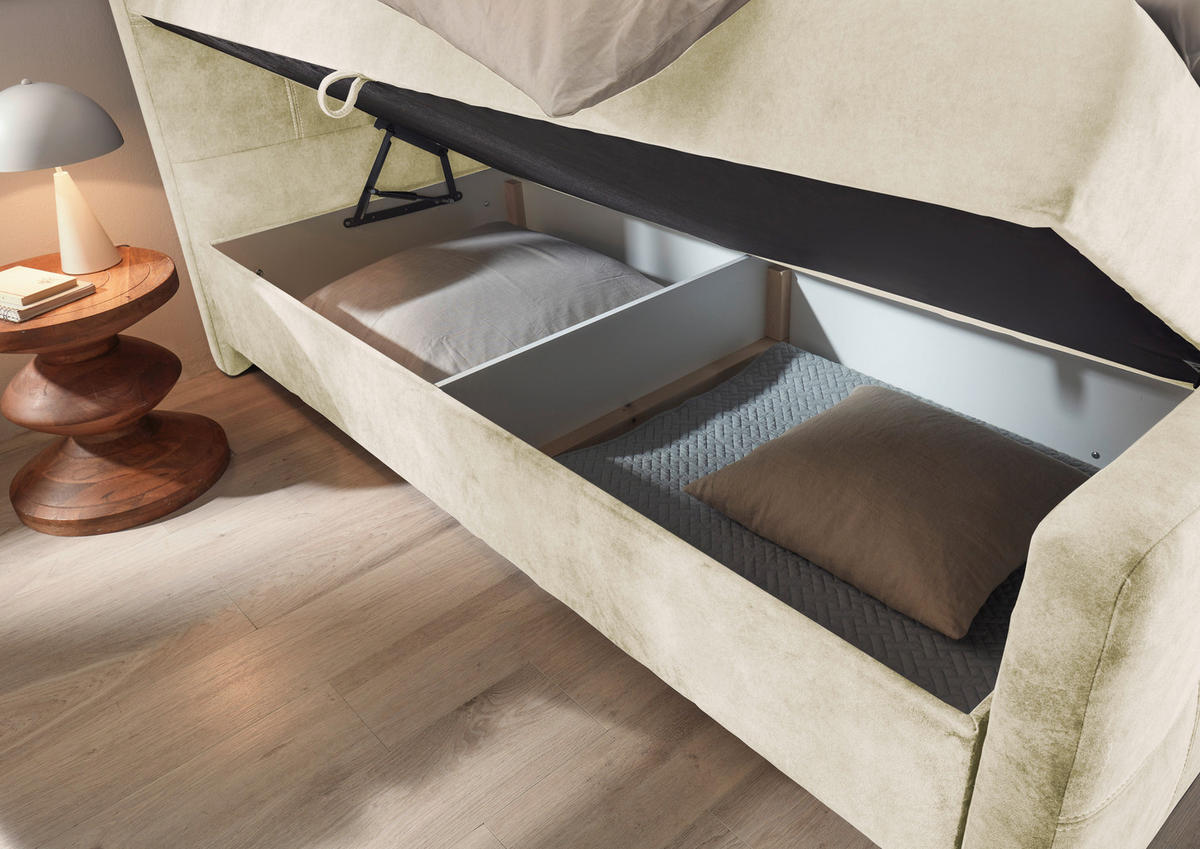 BOXBETT 160/200 cm  in Creme  - Creme/Schwarz, Modern, Holzwerkstoff/Kunststoff (160/200cm) - MID.YOU