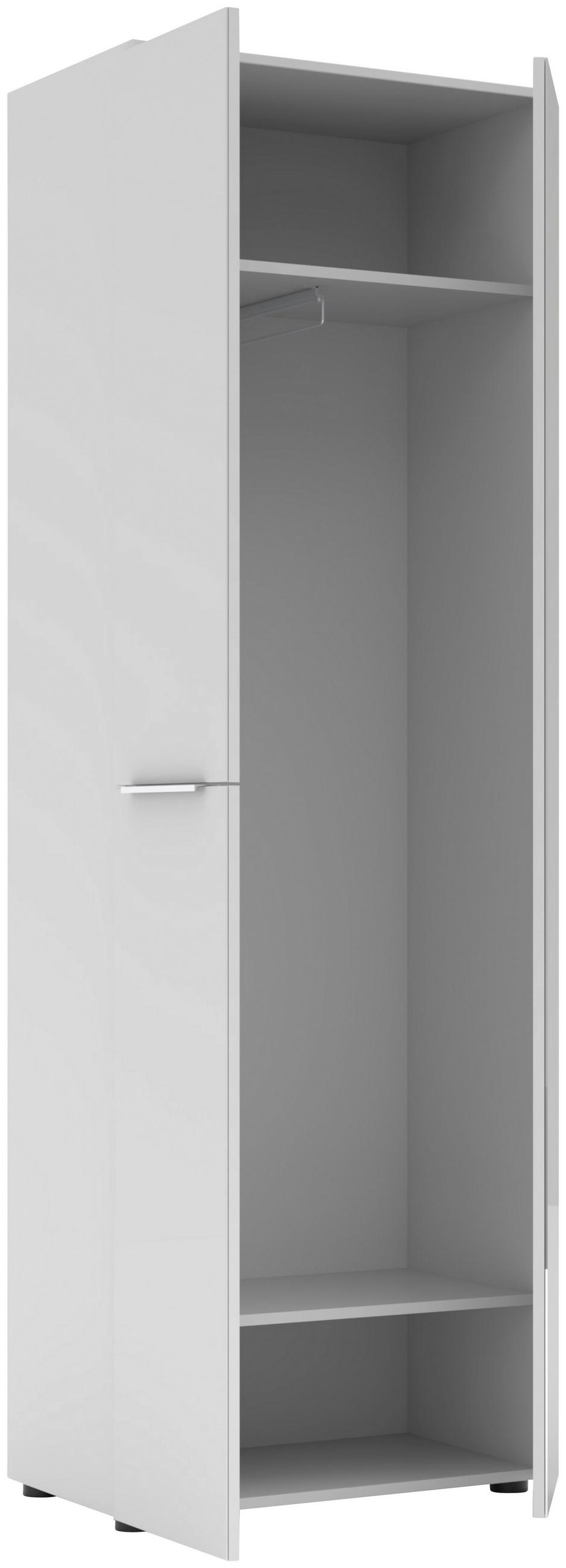 GARDEROBNA OMARA bela - barve kroma/črna, Moderno, kovina/steklo (65/196/41cm) - Voleo