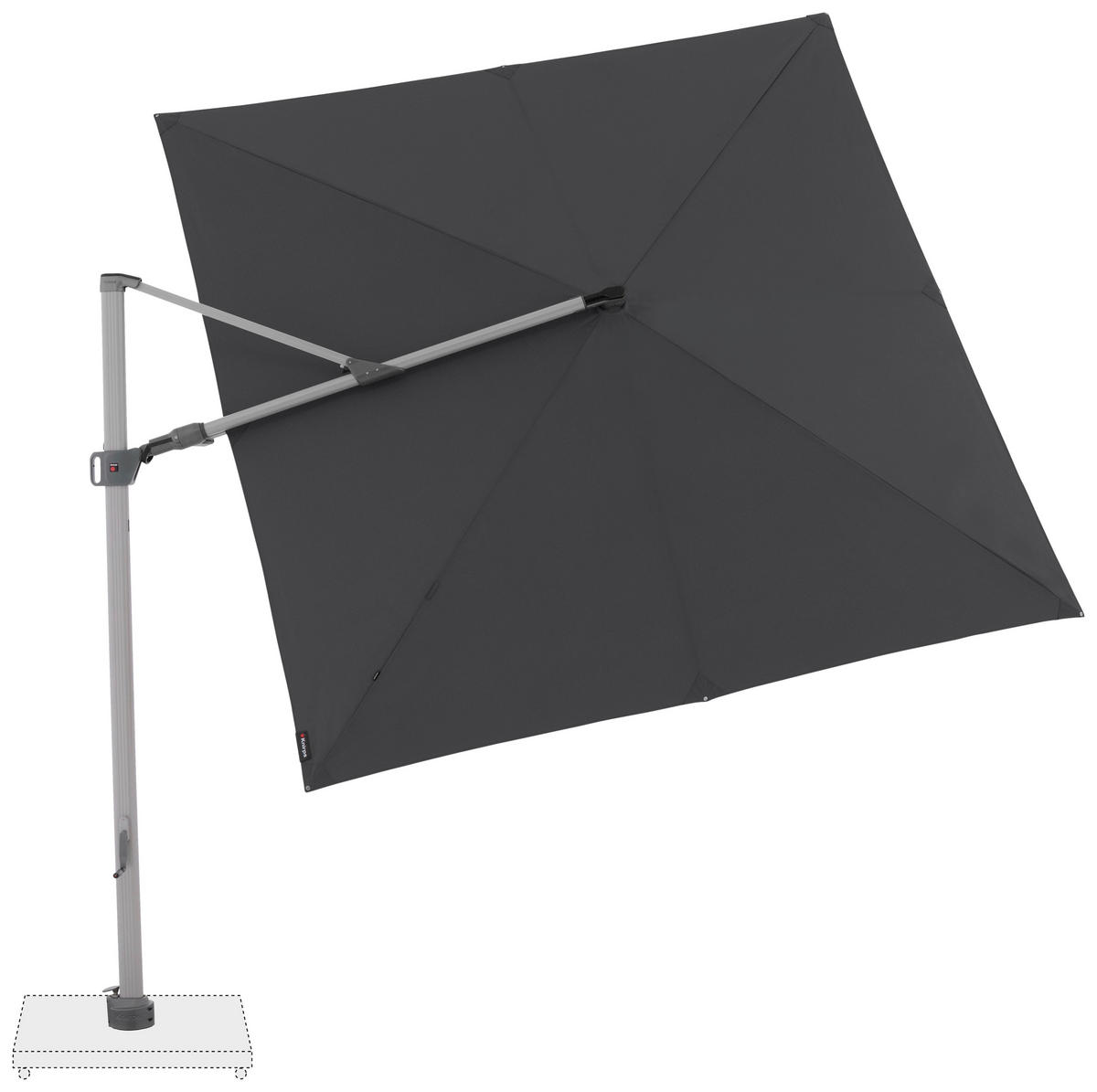 AMPELSCHIRM 275 cm Dunkelgrau  - Dunkelgrau/Silberfarben, KONVENTIONELL, Textil/Metall (275/263cm) - KNIRPS