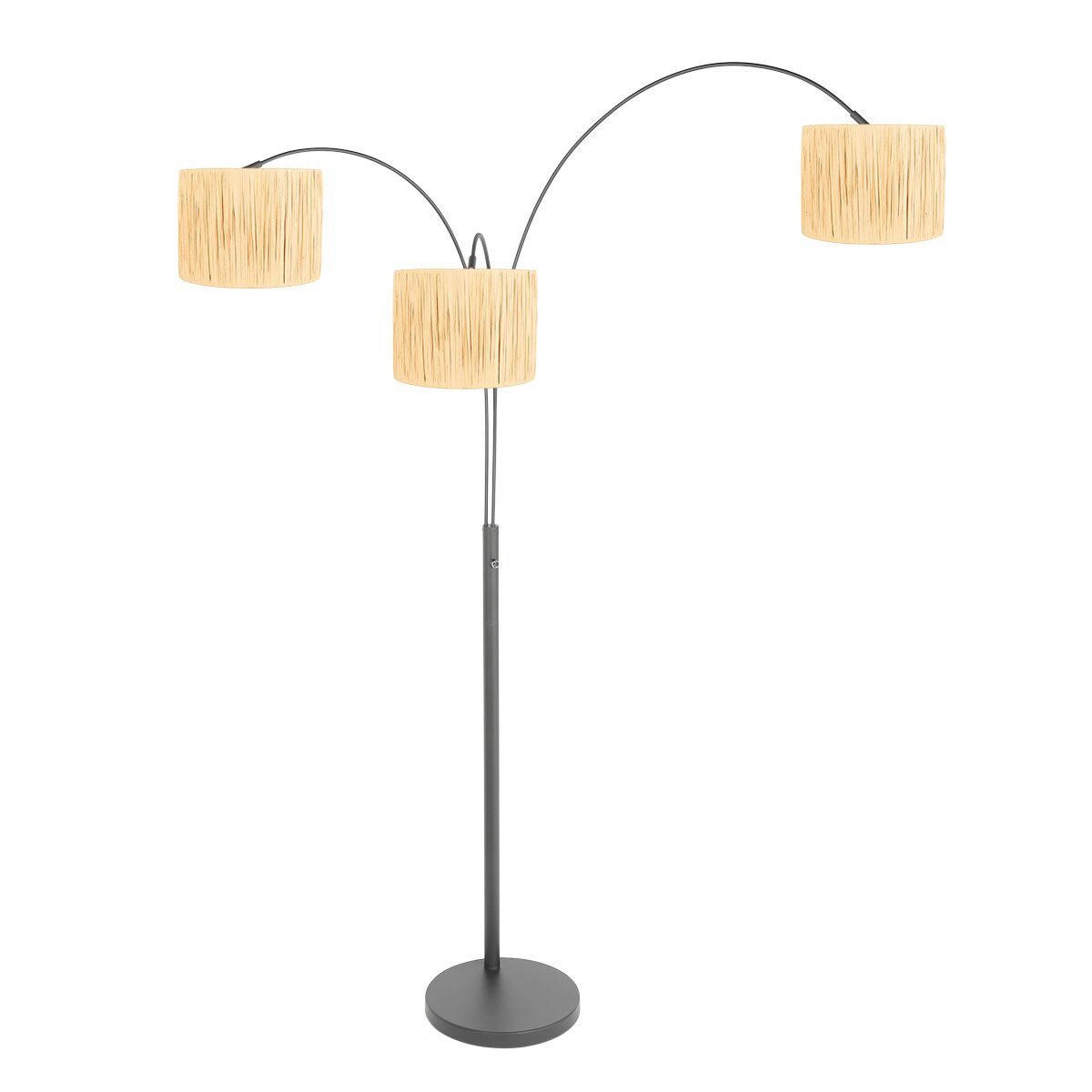 STEHLEUCHTE SPARKLED LIGHT 30/180/75 cm  - Schwarz/Naturfarben, Trend, Naturmaterialien/Metall (30/180/75cm)