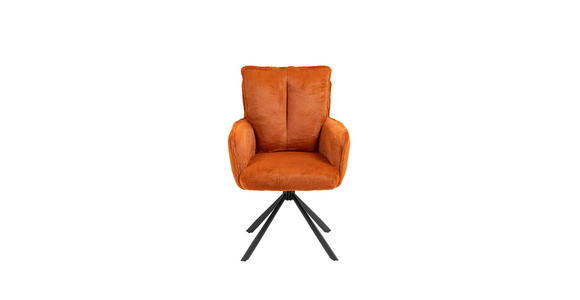 ARMLEHNSTUHL in Eisen Plüsch - Schwarz/Orange, Design, Textil/Metall (62/95/67cm) - Novel