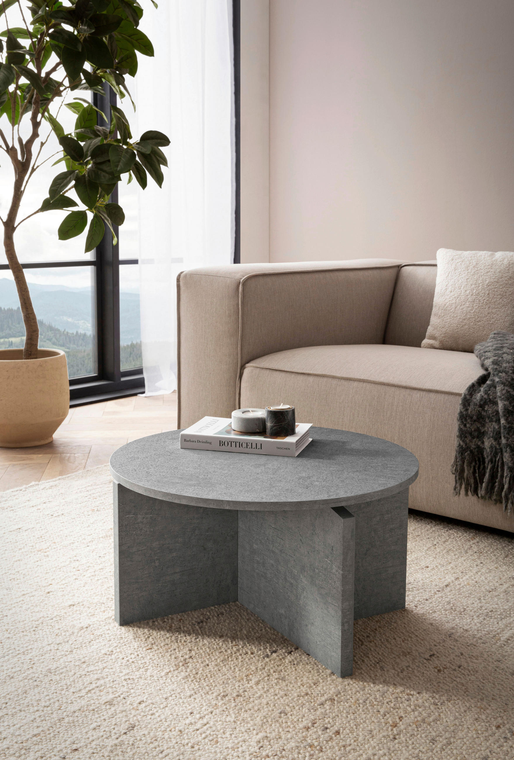 COUCHTISCH 60/60/33 cm rund Grau  - Grau, Design, Holzwerkstoff (60/60/33cm) - Livetastic