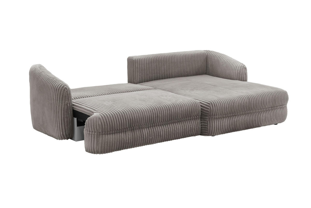 ECKSOFA LUSH Taupe Cord  - Taupe/Silberfarben, Design, Kunststoff/Textil (284/161cm) - Livetastic