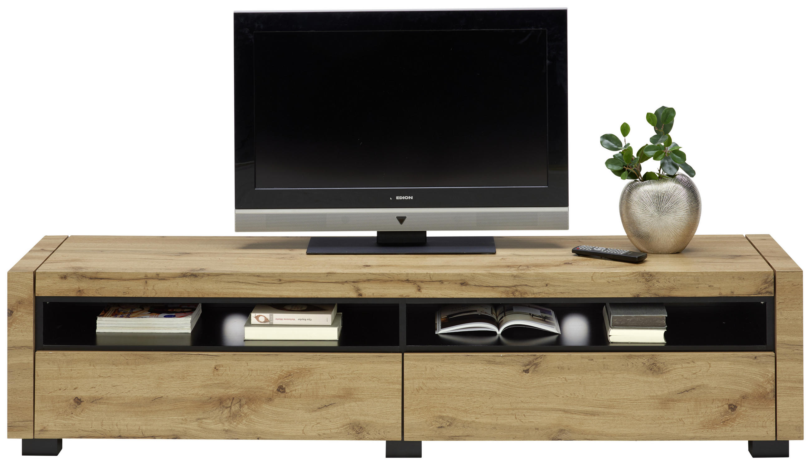 LOWBOARD  in 180/46/40 cm  - Eichefarben/Schwarz, Design, Holzwerkstoff (180/46/40cm) - Xora