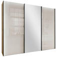SCHWEBETÜRENSCHRANK 250/236/67 cm 3-türig Champagner, Eiche Bianco  - Schieferfarben/Eiche Bianco, KONVENTIONELL, Glas/Holzwerkstoff (250/236/67cm) - Dieter Knoll