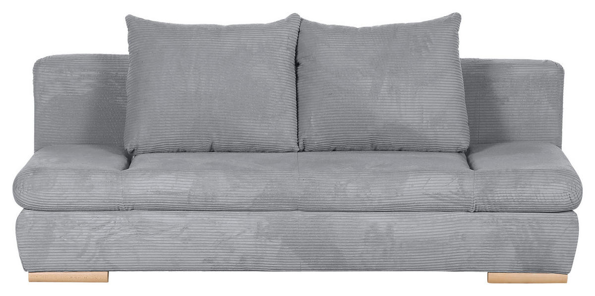 SCHLAFSOFA Cord Hellgrau  - Hellgrau/Naturfarben, KONVENTIONELL, Holz/Textil (200/75/92cm) - home24