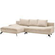 ECKSOFA in Chenille Creme  - Creme/Schwarz, MODERN, Textil/Metall (182/290cm) - Hom`in