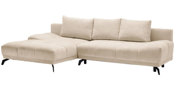 ECKSOFA in Chenille Creme  - Creme/Schwarz, MODERN, Textil/Metall (182/290cm) - Hom`in