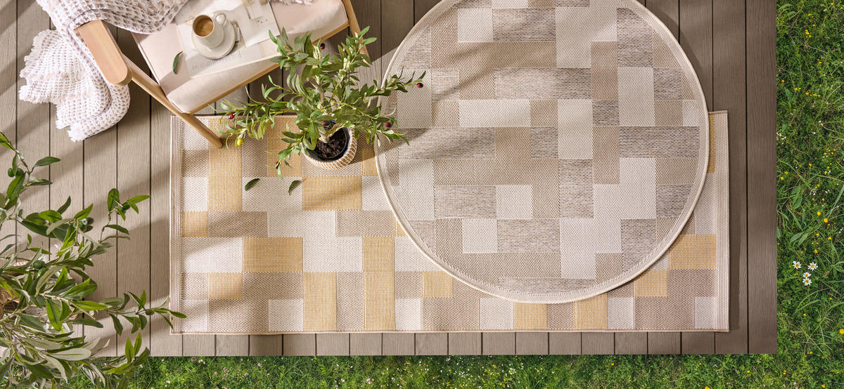 OUTDOORTEPPICH 120 cm Beige  - Beige, KONVENTIONELL, Textil (120cm) - Ambia Garden
