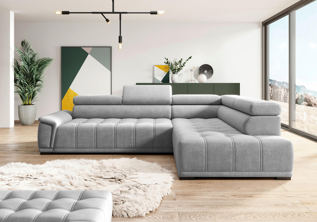 HÖRNSOFFA i chenille, vävt tyg blågrå  - blågrå/svart, Modern, textil/plast (283/106cm) - MID.YOU