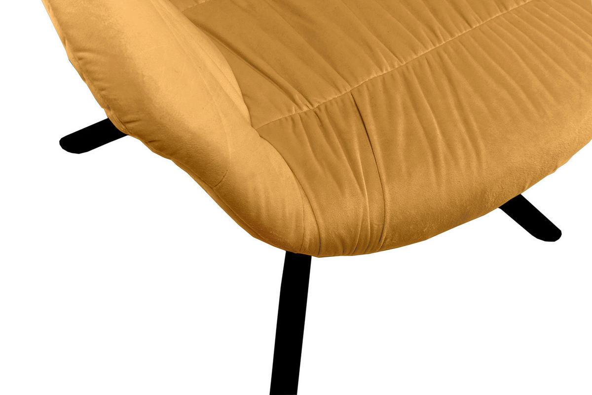 ARMLEHNSTUHL  in Samt  - Senfgelb/Schwarz, MODERN, Textil/Metall (64/82/63cm) - Livetastic