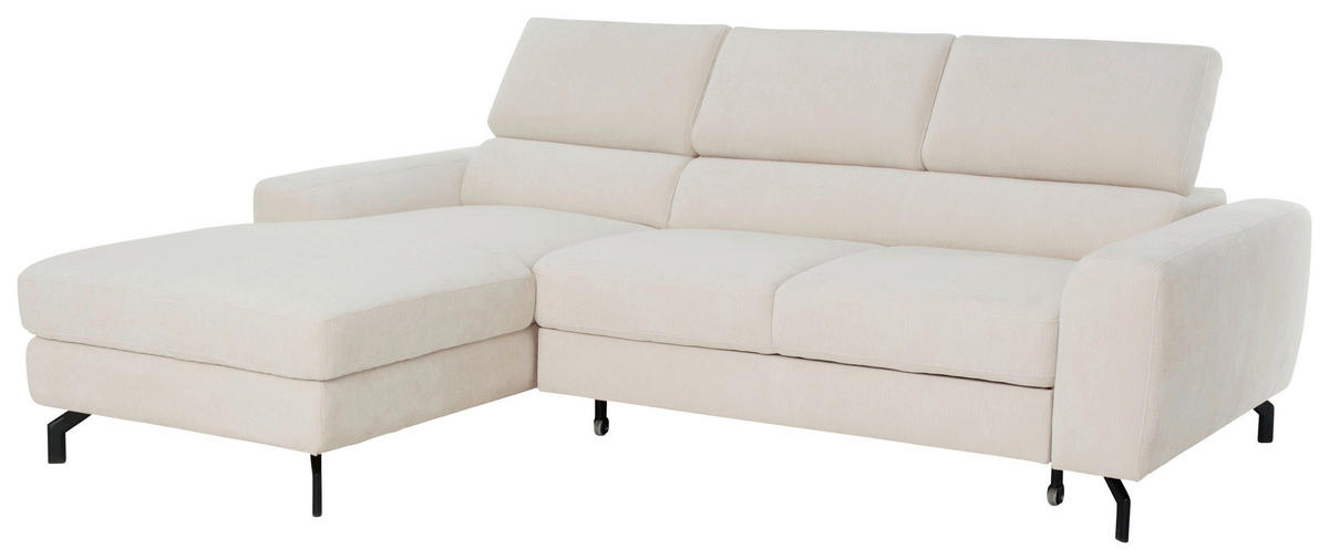 ECKSOFA LARGO in Chenille Creme  177/226 cm  - Creme/Schwarz, Design, Textil/Metall (177/226cm) - Livetastic