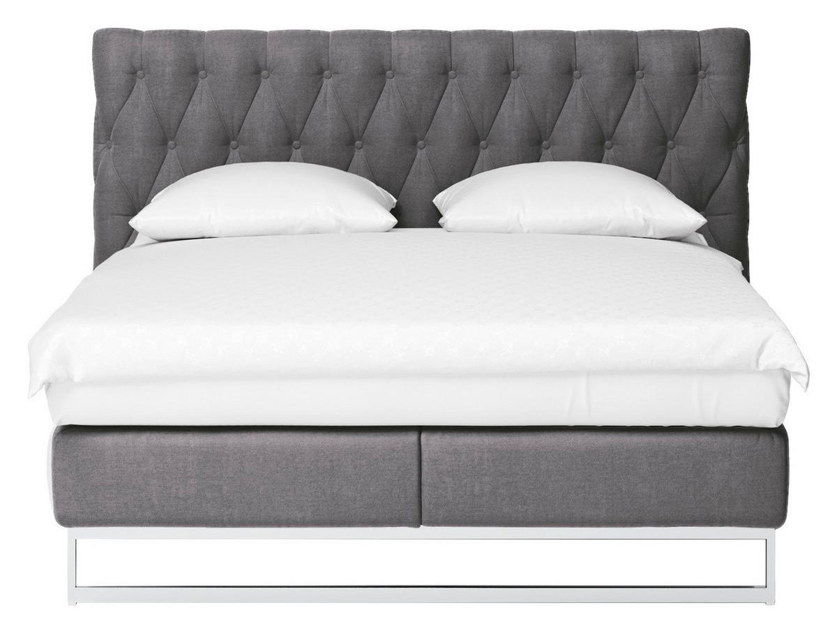 BOXSPRINGBETT 160/200 cm  in Dunkelgrau  - Chromfarben/Dunkelgrau, KONVENTIONELL, Textil (160/200cm) - Joop!