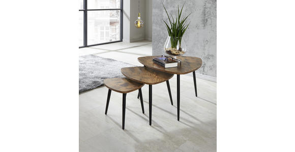 Couchtisch Holz 3er Set Rocky Naturfarben/ Schwarz - Schwarz/Naturfarben, MODERN, Holzwerkstoff/Metall (62/48/34,5/41/35/30cm) - Luca Bessoni