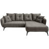 ECKSOFA in Mikrofaser Graubraun  - Graubraun/Schwarz, Modern, Textil/Metall (277/162cm) - Livetastic