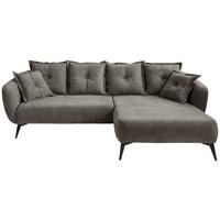 ECKSOFA in Mikrofaser Graubraun  277/162 cm  - Graubraun/Schwarz, MODERN, Textil/Metall (277/162cm) - Livetastic