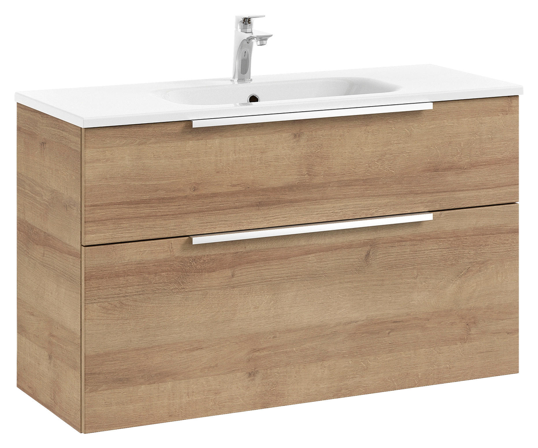 WASCHTISCHKOMBI 101 cm  - Eichefarben/Alufarben, Natur, Holzwerkstoff/Stein (101cm) - Sadena