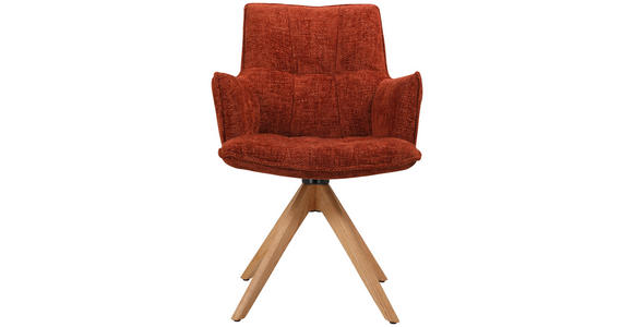 ARMLEHNSTUHL in Eisen Chenille - Eichefarben/Rostfarben, Design, Holz/Textil (59,5/88,5/63cm) - Novel