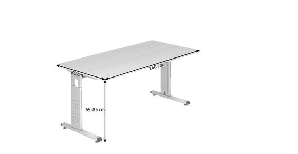 SCHREIBTISCH höhenverstellbar  - Silberfarben/Buchefarben, KONVENTIONELL, Holzwerkstoff/Metall (160/80/65-85cm) - Venda