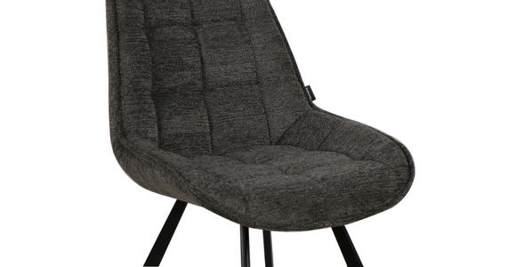 STUHL Webstoff Anthrazit, Schwarz - Anthrazit/Schwarz, Design, Textil/Metall (53/87/61cm) - Carryhome