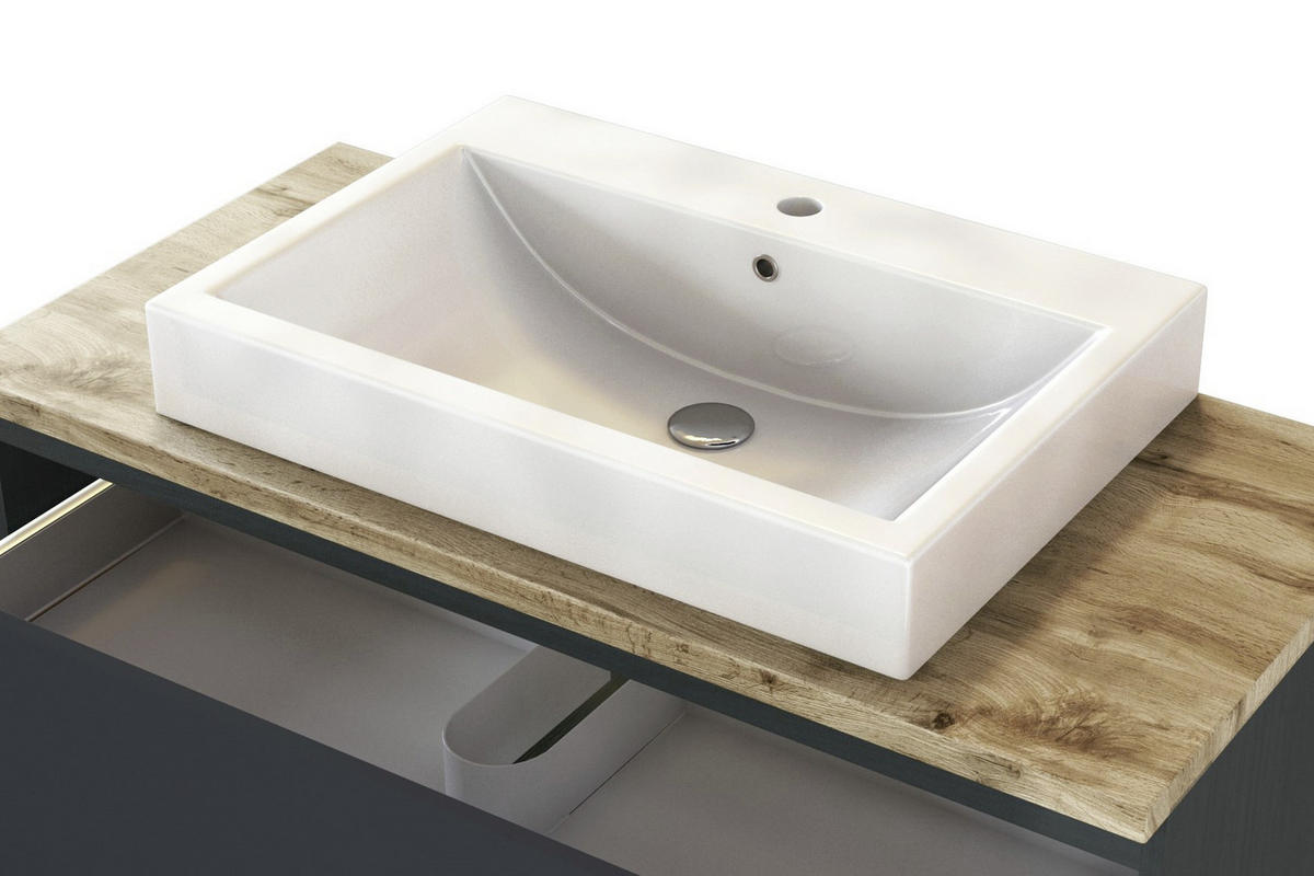 BADEZIMMER  in 100 cm  - Eichefarben/Weiß, Basics, Keramik/Holzwerkstoff (100cm) - Held