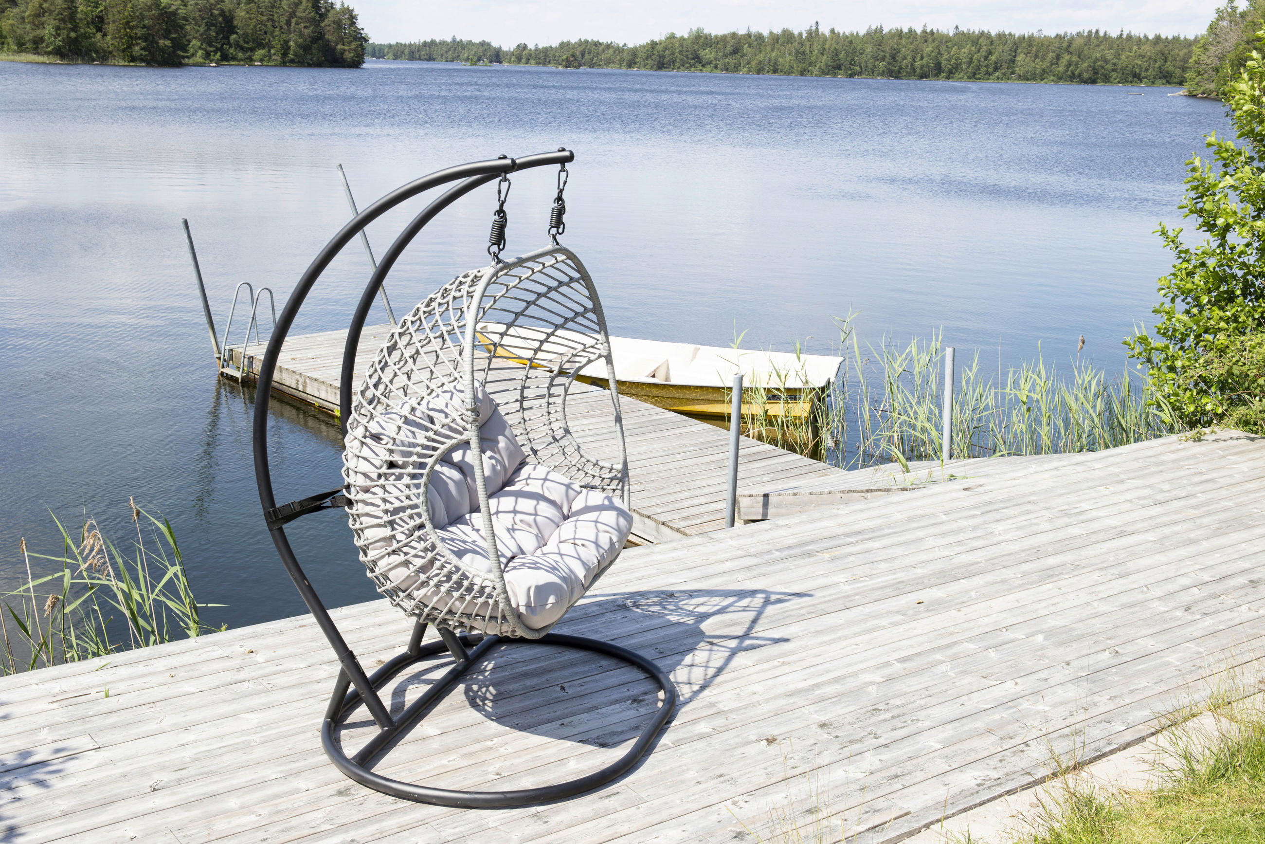 HÄNGESESSEL 133/196/105 cm  - Hellgrau/Schwarz, KONVENTIONELL, Kunststoff/Metall (133/196/105cm) - Gardenson