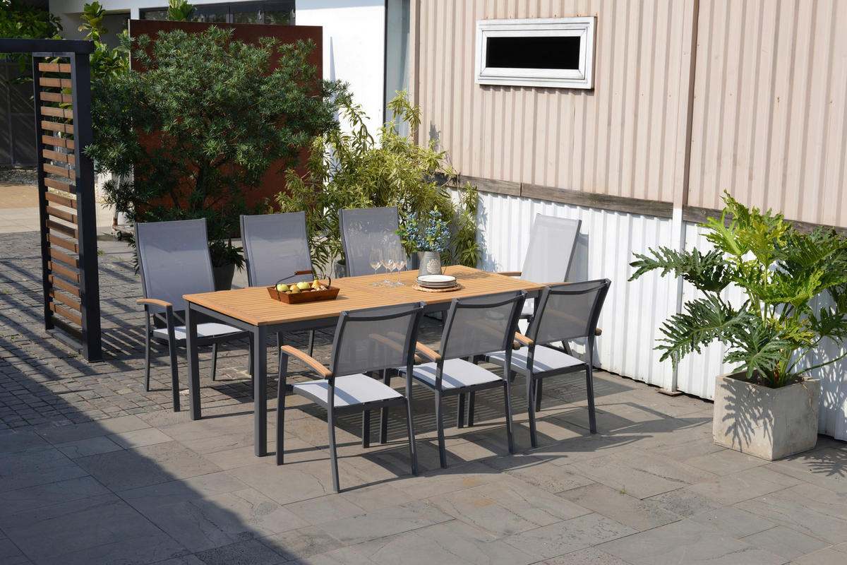 GARTENTISCH 206/90/74 cm  - Dunkelgrau/Teakfarben, Design, Holz/Metall (206/90/74cm) - Ambia Garden