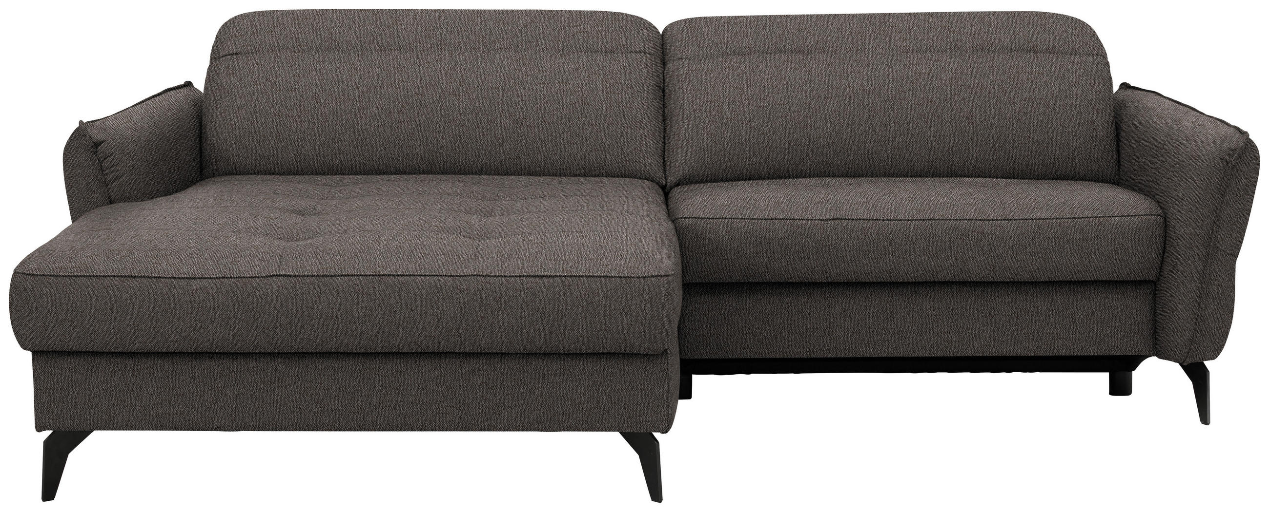 ECKSOFA Flachgewebe Graubraun  - Graubraun/Schwarz, Design, Textil/Metall (175/246cm) - Celina