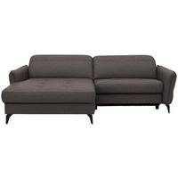 ECKSOFA Flachgewebe Graubraun  - Graubraun/Schwarz, Design, Textil/Metall (175/246cm) - Celina