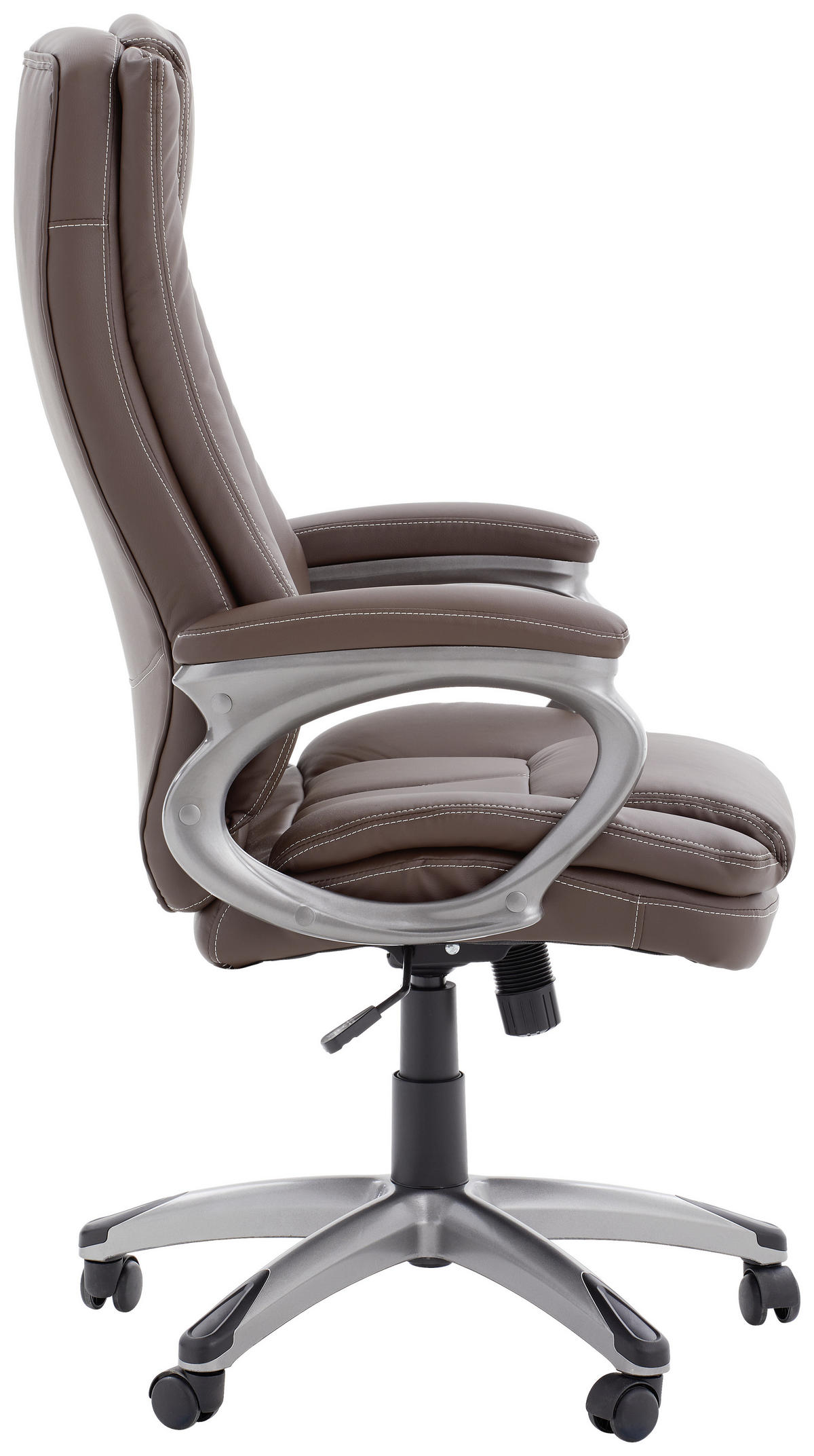 SCAUN DIRECTORIAL  in imitație piele maro  - maro/argintiu, Konventionell, plastic/metal (64/113-121/74cm) - Hom`in