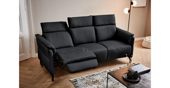 TRAPEZSOFA in Echtleder Anthrazit  - Anthrazit/Schwarz, KONVENTIONELL, Leder/Metall (221/103/95cm) - Dieter Knoll