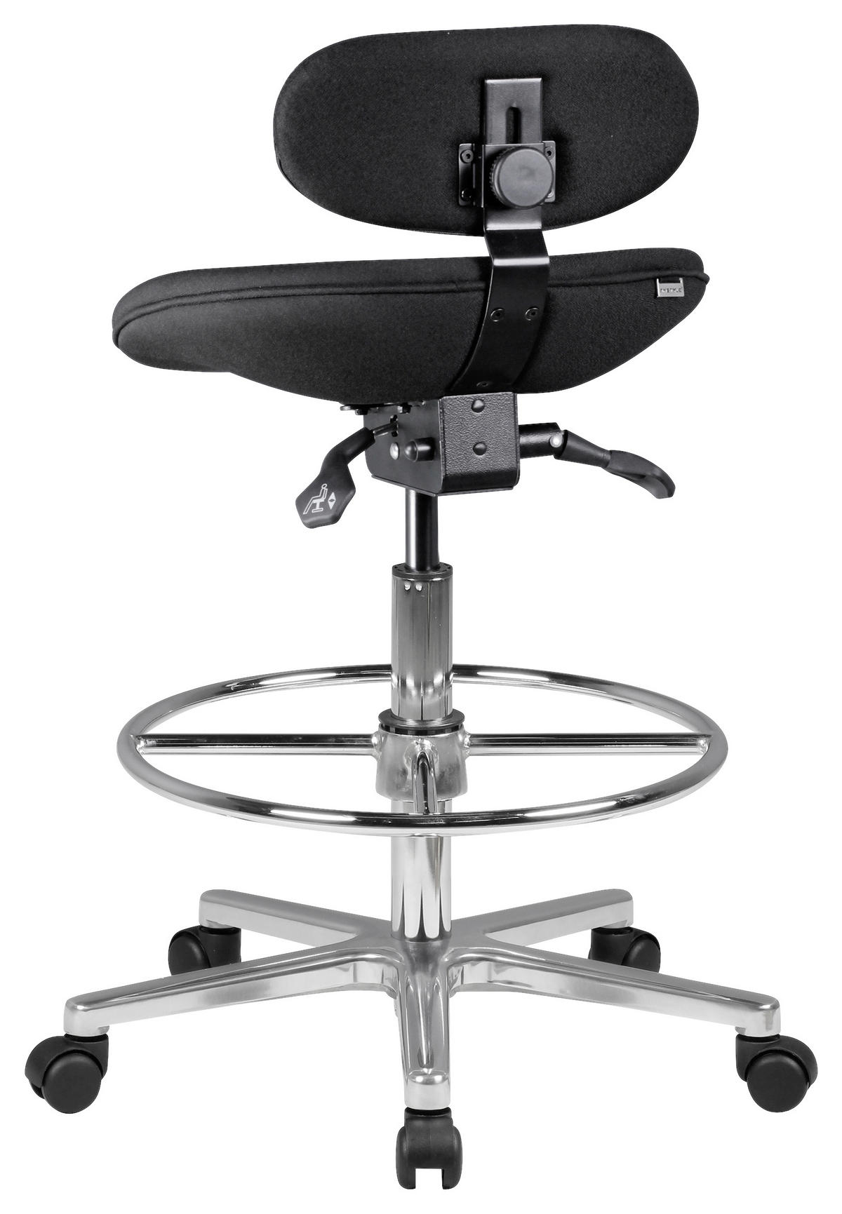 BÜROHOCKER 60/83/60 cm  - Schwarz/Alufarben, KONVENTIONELL, Kunststoff/Textil (60/83/60cm) - MID.YOU