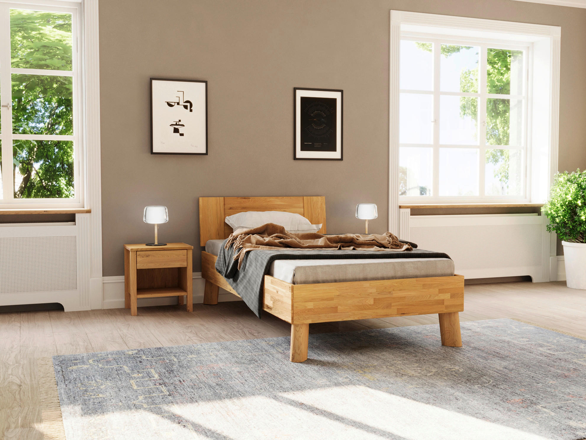 BETT 100/200 cm  in Naturfarben, Wildeiche  - Wildeiche/Naturfarben, MODERN, Holz (100/200cm) - MID.YOU