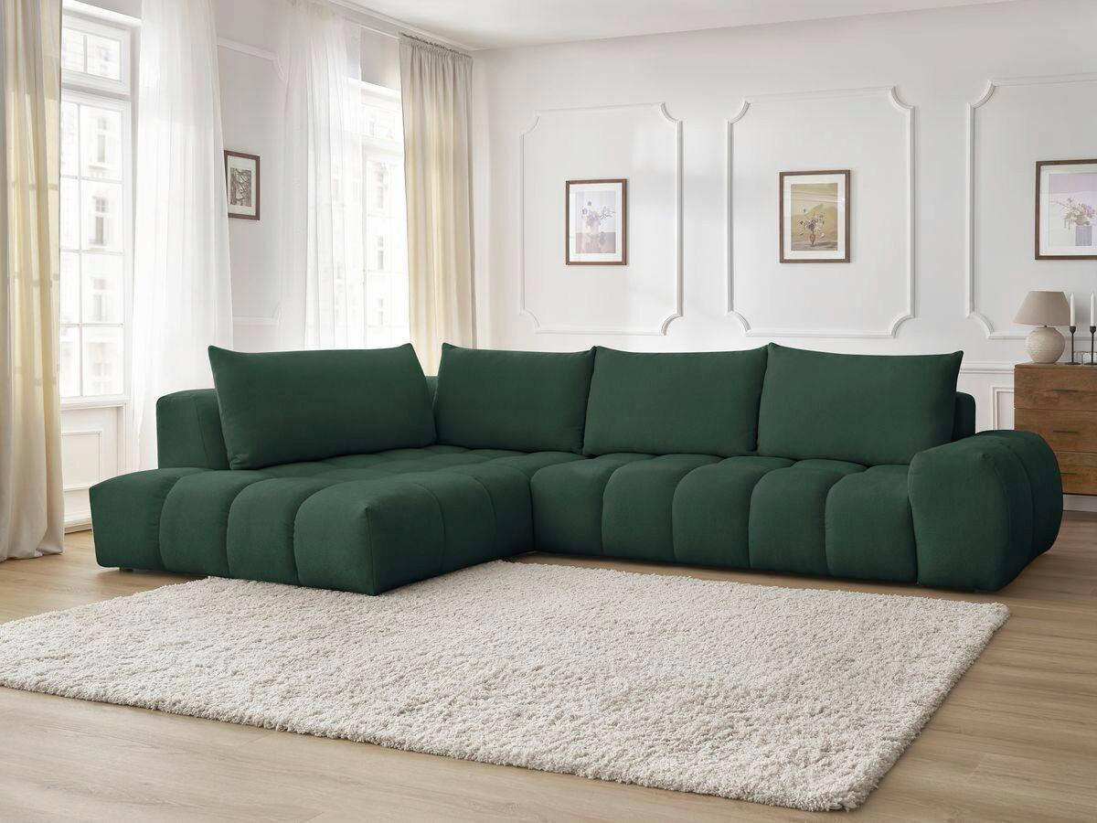 ECKSOFA Ottomane links  EVEREST Grün Struktur  - Schwarz/Grün, MODERN, Kunststoff/Textil (210/352cm) - Livetastic