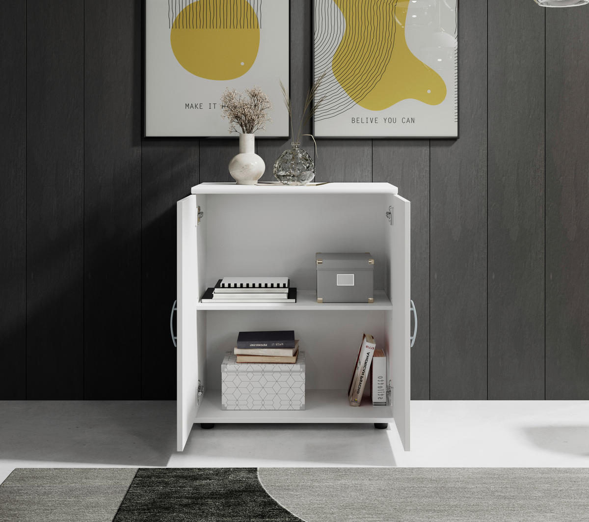 KOMODA   60/70/30 cm   bijela  - bijela/srebrne boje, Konvencionalno, drvni materijal/plastika (60/70/30cm) - Carryhome
