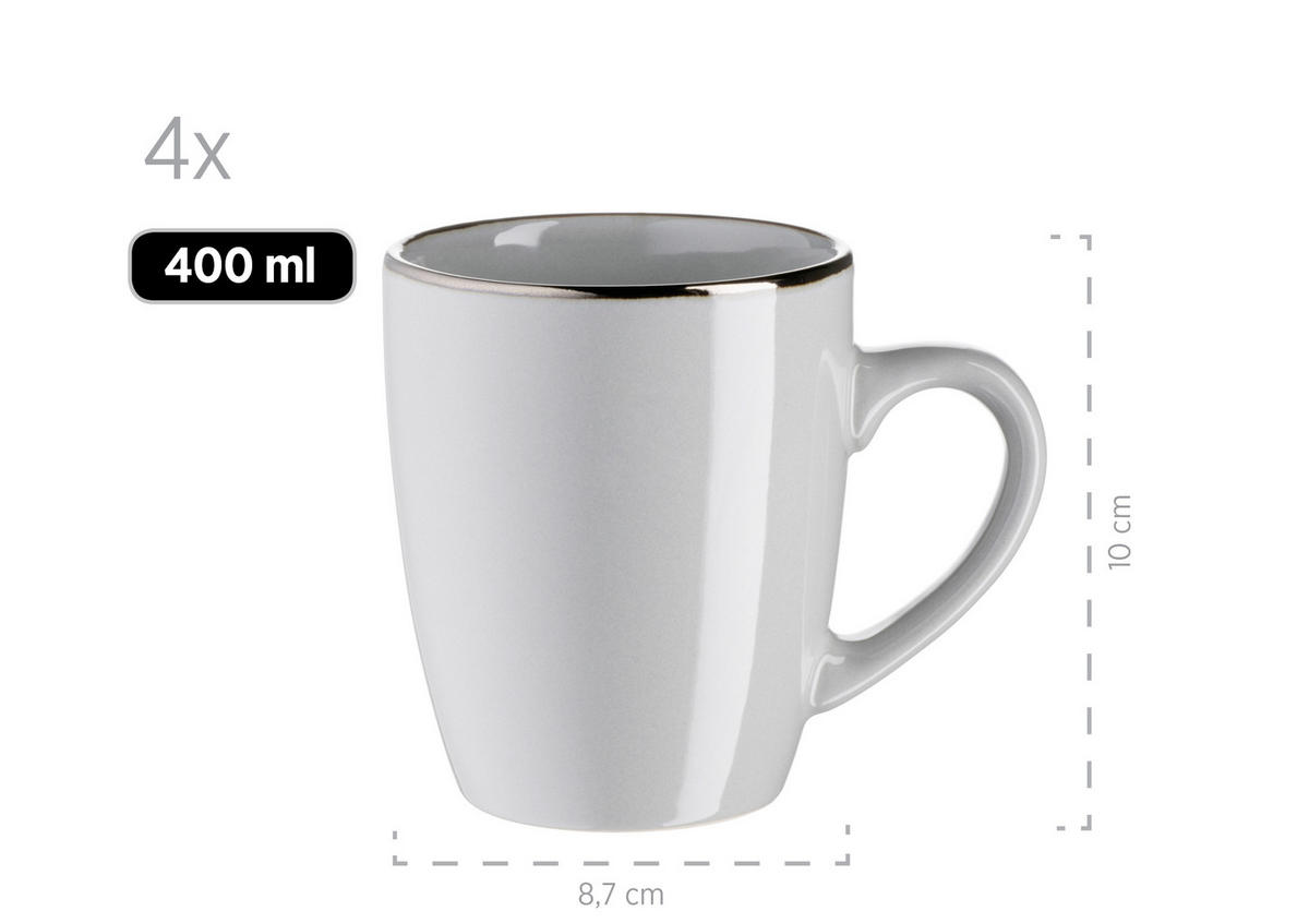 KOMBISERVICE 16-teilig Metallic Rim  - Grau, Basics, Keramik (34/31,5/32cm) - Mäser