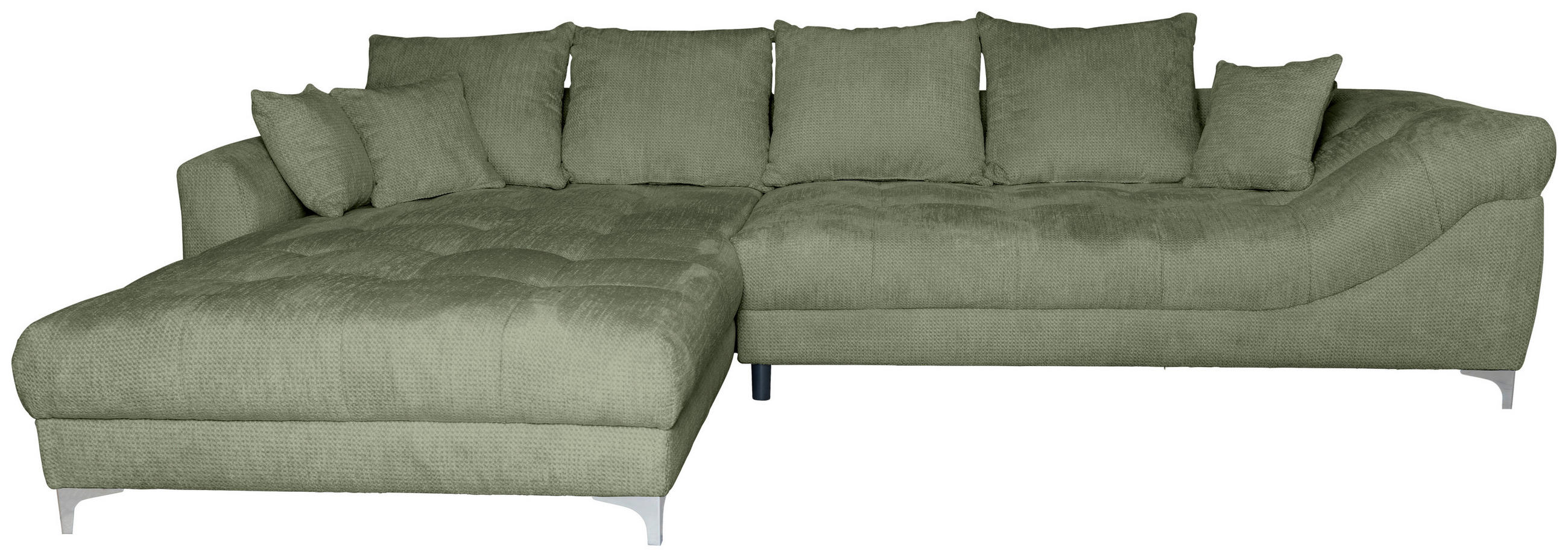 ECKSOFA Dunkelgrün Chenille  - Chromfarben/Dunkelgrün, KONVENTIONELL, Textil/Metall (227/329cm) - Carryhome